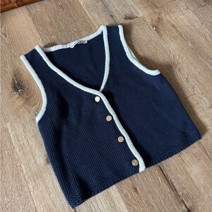 Amberctombie & Fitch Navy Mara Button-Up Sweater‎ Vest Size XS